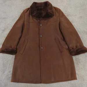 Joseph Sheepskin Coat Jacket Mens Large Brown Real Suede Shearling Leather Fur - Picture 1 of 11