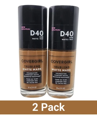 (2) Covergirl Trublend Matte Made Liquid Foundation Makeup 12 Hr D40 Deep Bronze - Image 1 of 3