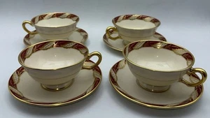 Lenox Bellevue Granate ~ Juego de 4 tazas de té y platillo perfecto estado - Imagen 1 de 5