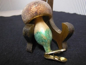 3 1/4” Vintage Glass Clip On Mushroom Christmas Ornament - Picture 1 of 7