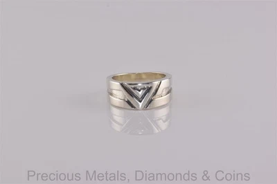 Sterling Silver 8mm Carved Chevron Aztec Greek Maze Key Band Ring 925 Sz: 5 - Image 1 of 4