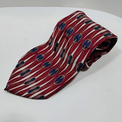 Corbata de cuello para hombre Bass roja geométrica 100 % seda importada Italia hecha en EE. UU. Foto 1 de 4