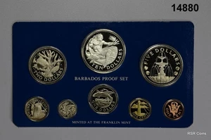 BARBADOS 1975 PROOF SET FRANKLIN MINT GEM COINS! 1.92 MINT SEALED COA #14880 - Picture 1 of 3