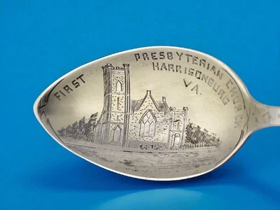 Colher lembrança prata esterlina Lunt – Primeira Igreja Presbiteriana Harrisonburg VA - Imagem 1 de 4