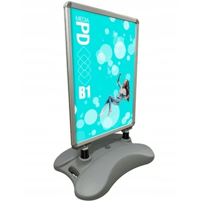 PD MEDIA Kundenstopper B1 Silber Wasserbasis – Zweiseitig OWZ Plakatständer 70x100