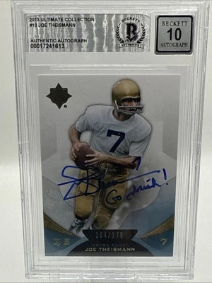 2013 Upper Deck Ultimate Collection /175 Joe Theismann #10 Signed, Inscribed - Image 1 of 2
