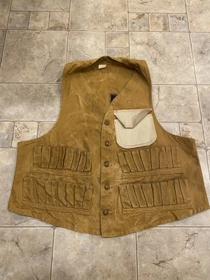 Vintage 1930’s Red Head Shotgun Hunting Vest 12 Gauge Canvas Buckle Back - Image 1 of 4