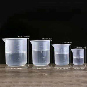 4x 50-500ml Kunststoff Messbecher für Labor Becher Küche Flüssigkeit Kanne Set - Bild 1 von 7