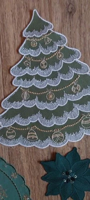 Weihnachtsdeko 7 × grün/gold Stoff Sterne und. Weihnachtsbaum Neuwertig  - Bild 1 von 4