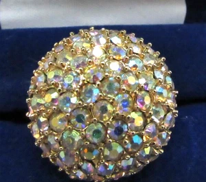 CAMROSE & KROSS JAQUELINE KENNEDY AURORA BOREALIS CLUSTER RING ADJUST 5 -6 NEW - Picture 1 of 18
