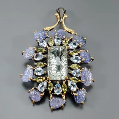 Joyería 12 ct+ Colgante Amatista Verde Natural Plata de Ley 925/NP52333 Foto 1 de 4