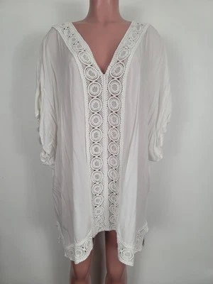 Fabulous Lane Bryant Cacique Swim Cover Up White Oversized Rayon Size 26/28 - Image 1 of 4