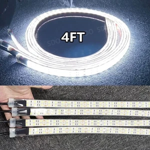 4pcs 4FT 48'' Strobe White LED Strip Lights Kit For Truck Car 15.5'' Wheel Rings - Imagen 1 de 9