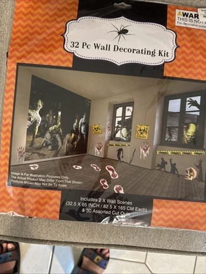 Zombie 32 Piece WALL CUTOUTS Decorating Kits Halloween Party Dorm Decor Scary - Image 1 of 2