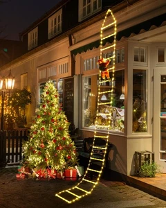 Christmas Decorations Ladder Lights with Climbing Santa Claus, 10ft Outdoor C... - Bild 1 von 8