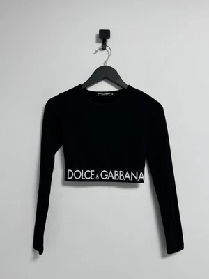 Dolce&Gabbana Camiseta Recortada Manga Larga con Marca Talla 40 Mujer’s Foto 1 de 4