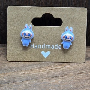NWT Blue Labubu Earrings Pierced The Monsters Dainty Stud Jewelry Handmade - Picture 1 of 2