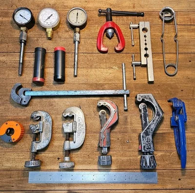 Vintage Pipe Cutters Benders Brass Torches Gauges • Plumbing Tool Mixed Lot ☆USA - Image 1 of 4