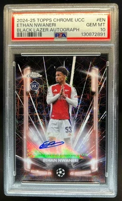 2024-25 Topps Cromo UEFA Ethan Nwaneri Negro Lazer Automático RC #BLA-EN PSA 10 Foto 1 de 2