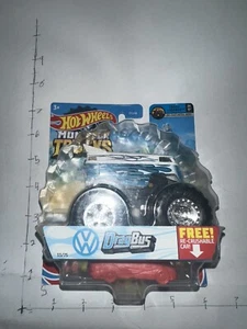 Hot Wheels Monster Jam Trucks Volkswagen Drag Bus Blue Flames W/ Demo Car New - Picture 1 of 4