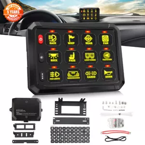 RGB 12 Gang Switch Panel LED Light Bar ON/OFF Relay System For Polaris RZR UTV - Picture 1 of 12