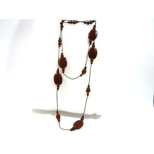 Glass Agate beaded Corded Casual Hippie BOHO Long Casual style Necklace- 34 inch - Picture 1 of 10