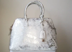 MAISON MARTIN MARGIELA White Painted Silver Leather 5AC Large Satchel Bag - Picture 1 of 9
