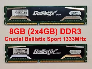 Crucial Ballistix 8GB (2x4GB) Desktop RAM DDR3 Gaming Memory - Picture 1 of 7