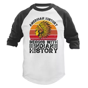 Indianer Indianer Grafik 3/4 Arm Raglan - Bild 1 von 10