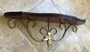 Farmhouse Vintage Wood & Metal Wall Shelf Ornate Scrolls 23.5 x 6.75 x 7.75" - Picture 1 of 19