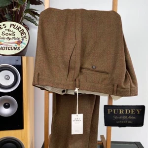 Pantalones de vestir PURDEY (42W) nuevos para hombre Audley Windowpane tweed PVP £425,00 - Imagen 1 de 19