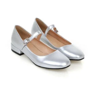 Zapatos informales Mary Jane para mujer con correa al tobillo charol colores puros talla grande - Imagen 1 de 9