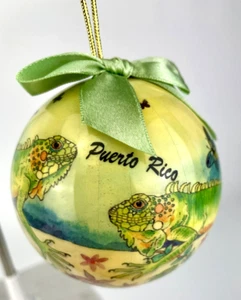 Vintage Puerto Rico Agiftcorp Recuerdo Tropical Navidad Adorno 3" Diámetro - Imagen 1 de 4