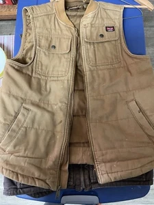 Chaleco Wrangler Ropa de Trabajo Cremallera Completa Lona Exterior Para Hombre Mediano Marrón - Imagen 1 de 3