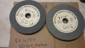 8" GRINDING WHEELS, 2 PCS. MEDIUM GRIT ALUM/OXIDE 8"X1"X1"ID - Picture 1 of 3