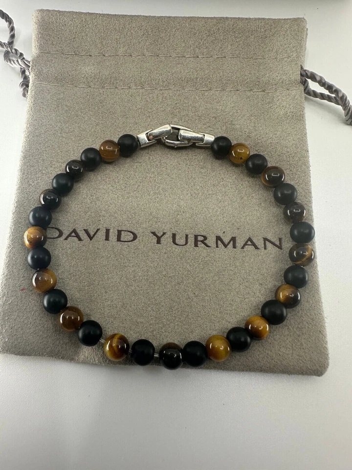 Pulsera Alterna 925 David Yurman Cuentas Espirituales Ónix Negro y Ojo de Tigre Foto 1 de 4