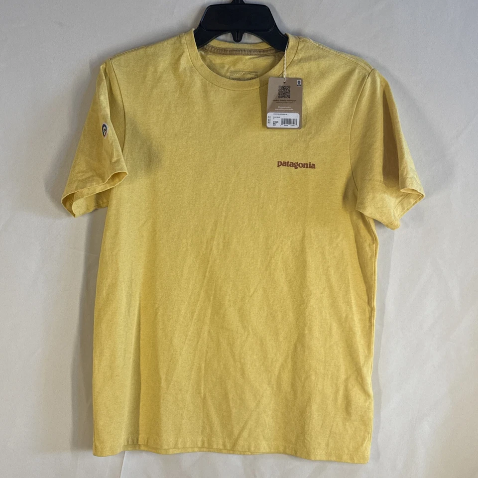 PATAGONIA Womens XS Fitz Roy Icon Responsibili-Tee Yellow Mustard