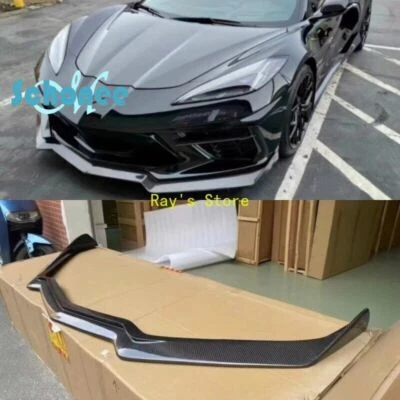 Cubierta difusora divisor parachoques delantero de fibra de carbono real para Chevrolet Corvette C8 Foto 1 de 4
