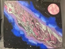 31’x26’ Galaxy inspired acrylic paint pour style wall decor. Hand painted 