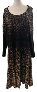 DRESS BARN Women's 3X Ombré Knit Dress Black/Tan Church Shift Career Whimsy Midi - Picture 1 of 14