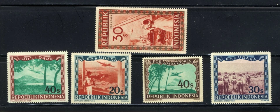1948 Indonesia Airmail Plane 🛩️5 Stamps  MNH OG - Image 1 of 1