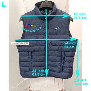 HOLLISTER LIGHTWEIGHT PUFFER VEST JACKET NAVY BLUE MENS SIZE LARGE - Picture 1 of 13