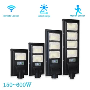 LED Solar Street Lamp Radar Sensor Outdoor Security Garden Cool White Waterproof - Picture 1 of 12