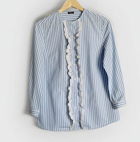 Top donna Kiton Napoli gessato con volant e bottoni taglia M aziendale femminile