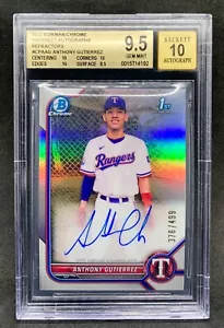 2022 Bowman Chrome ANTHONY GUTIERREZ Refractor Auto SP /499 Gem Mint BGS 9.5/10 - Picture 1 of 2