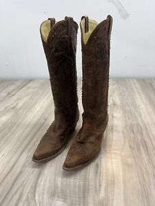 Woman’s corral vintage brown eagle overlay leather boots- 8.5