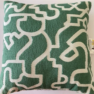 Green Geometric Throw Pillow Thick Woven Fabric 18"x18" BRAND NEW - Picture 1 of 3