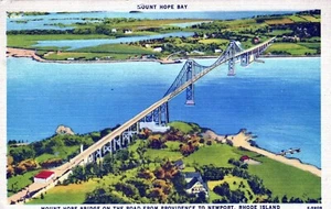 Mount Hope Bay Bridge Providence to Newport Rhode Island Postcard - Imagen 1 de 2