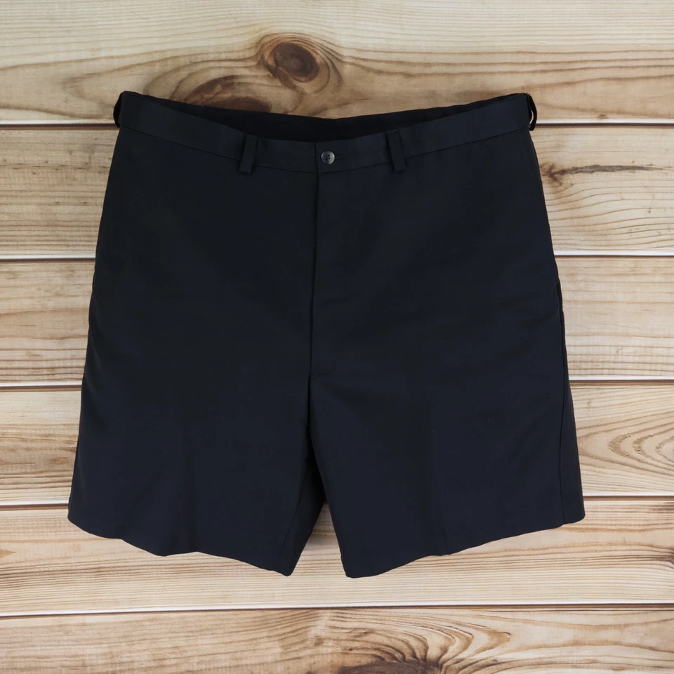 Шорты мужские Haggar размер 40 черные 100% полиэстер карманы Chinos плоские спереди нарядные - Изображение 1 из 4