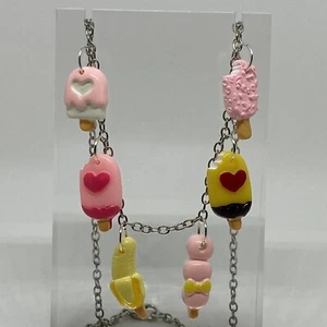 Eis Charms Halskette Silber Kette Q014 20 Zoll lang Essen Eis am Stiel Lolly - Bild 1 von 7